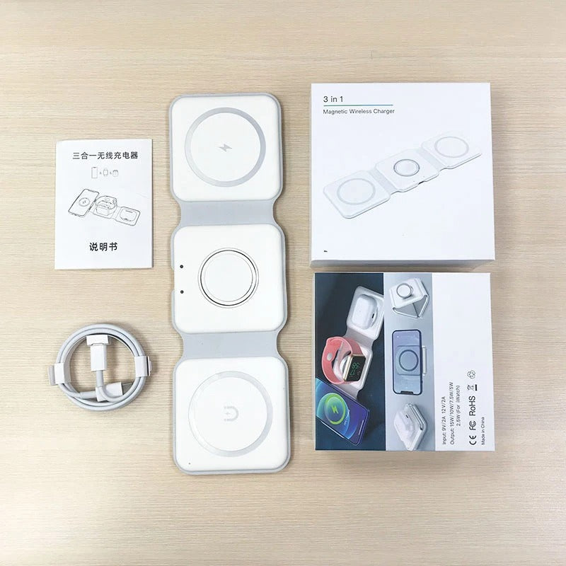 3-in-1 Magnetic Wireless Charger White
