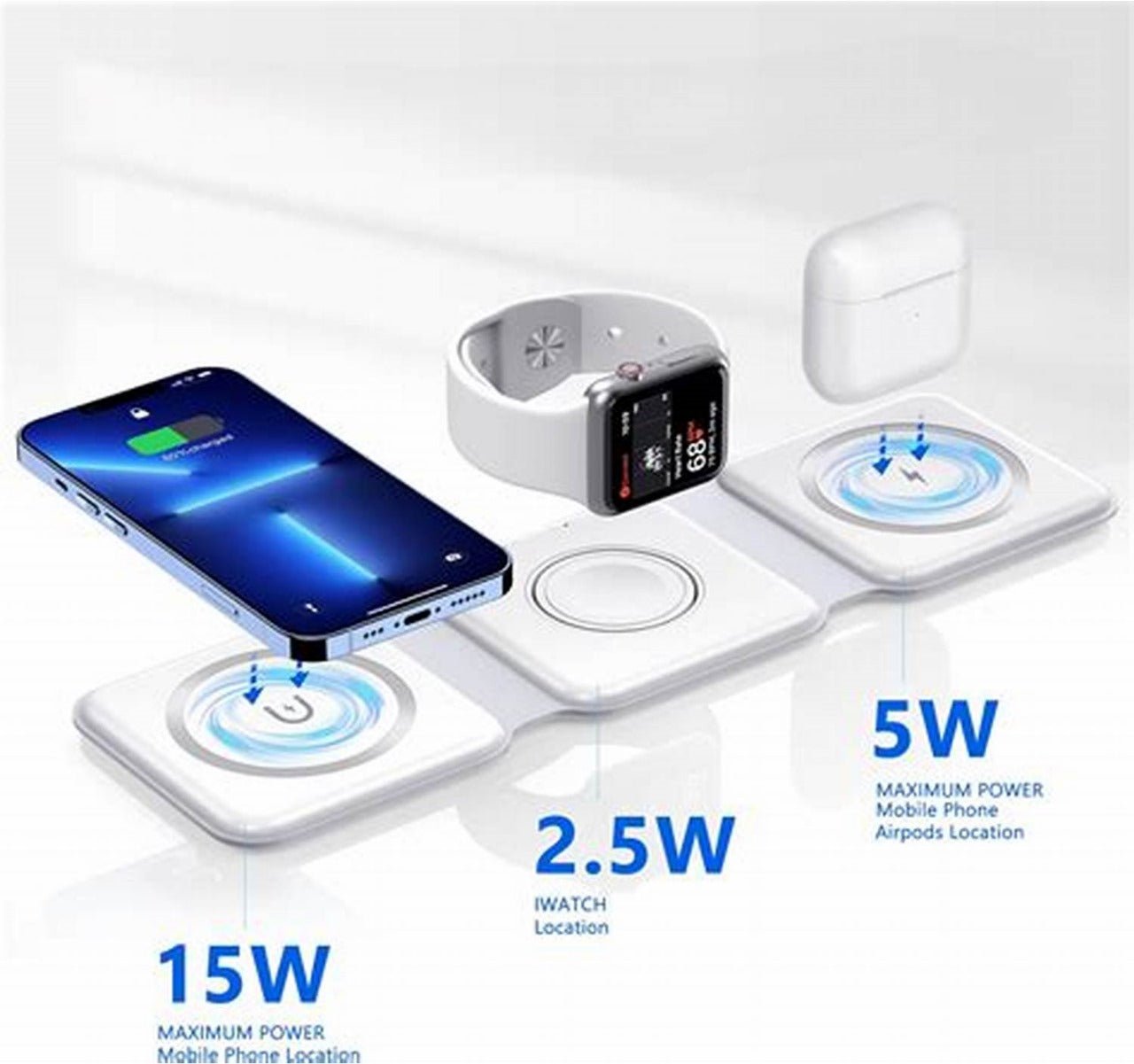 3-in-1 Magnetic Wireless Charger White