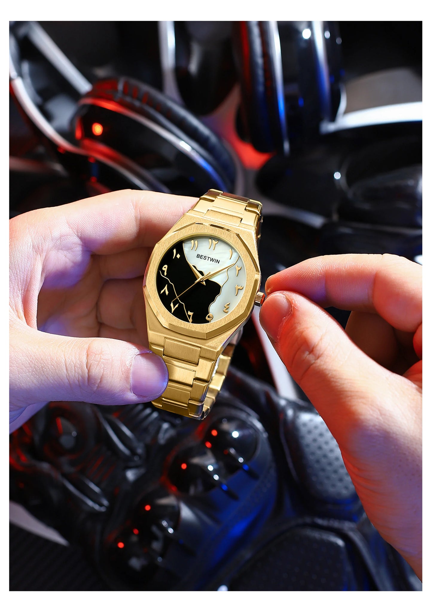 AURA Steel Chain with Arabic Counting Watches