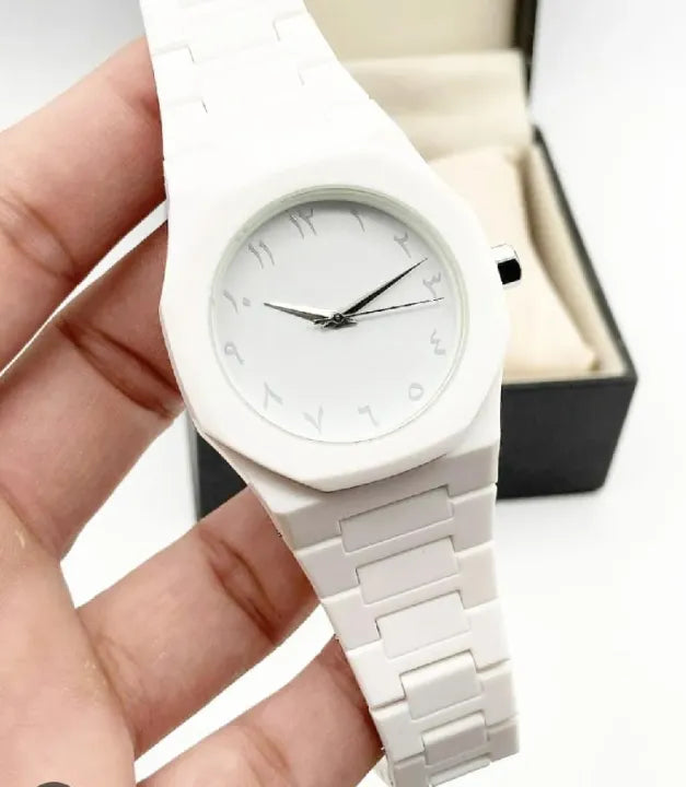 Arabic Aura Watch for Men Black & White