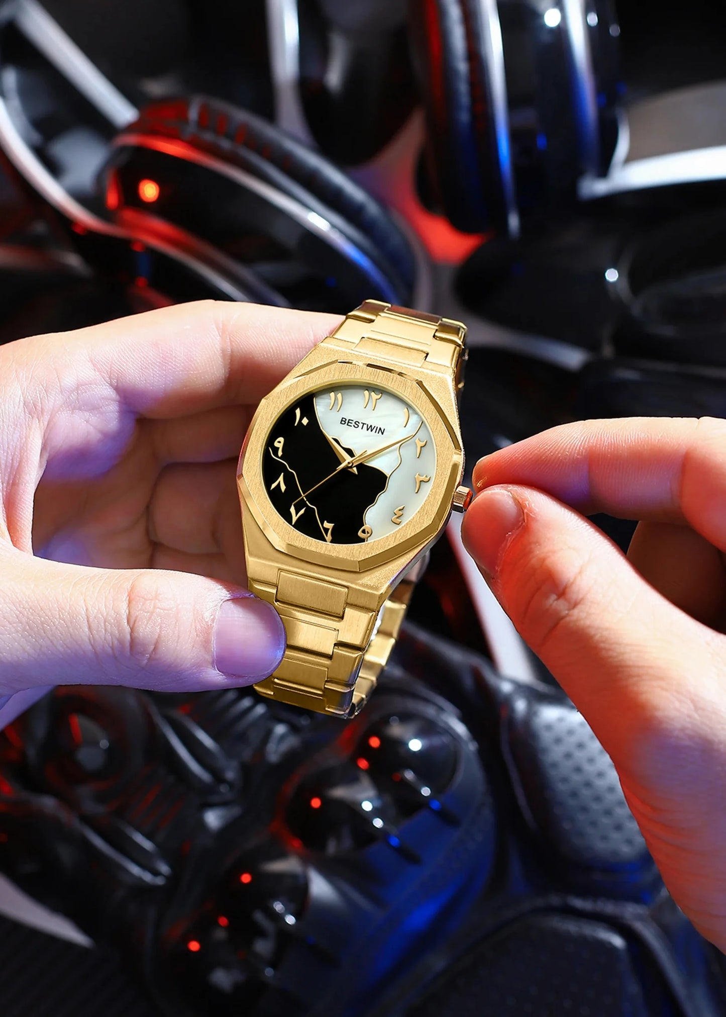 AURA Steel Chain with Arabic Counting Watches