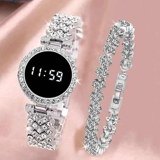 Watch LED Touch Screen Diamond Steel Chain Women